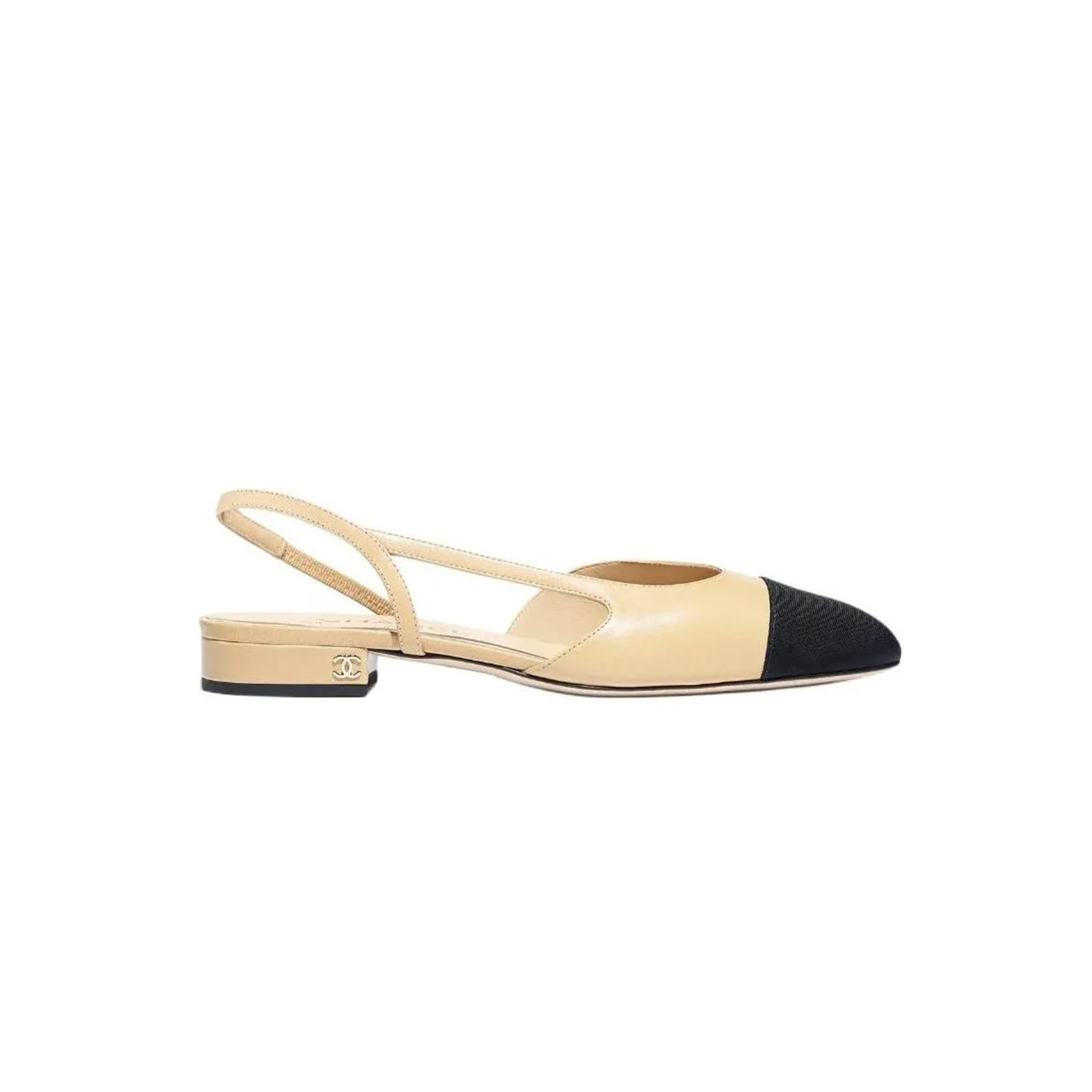 CHANEL SLINGBACKS GOATSKIN & GROSGRAIN BEIGE & BLACK G31319 Y50006 C8378 CHANEL SLINGBACKS GOATSKIN & GROSGRAIN BEIGE & BLACK G31319 Y50006 C8378